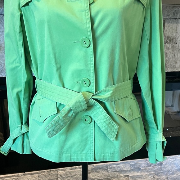 Talbots Green Belted short Trench style coat size 10 - Picture 7 of 15